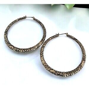 Boutique Statement Earrings For Women Antiqued Gold Tone Hoop Premier Chic  9Y